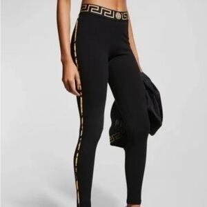 Versace Black Leggings with Gold Accents